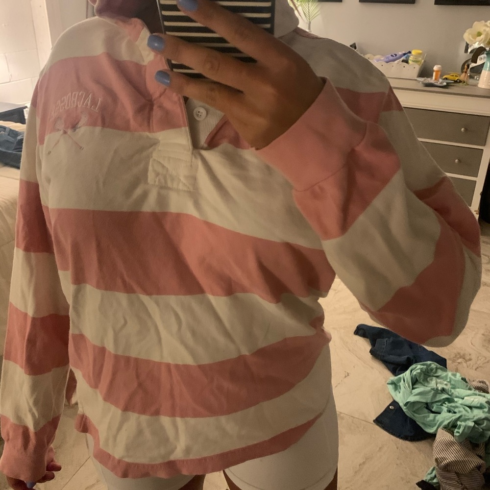 Rugby style hoodie and crew neck.